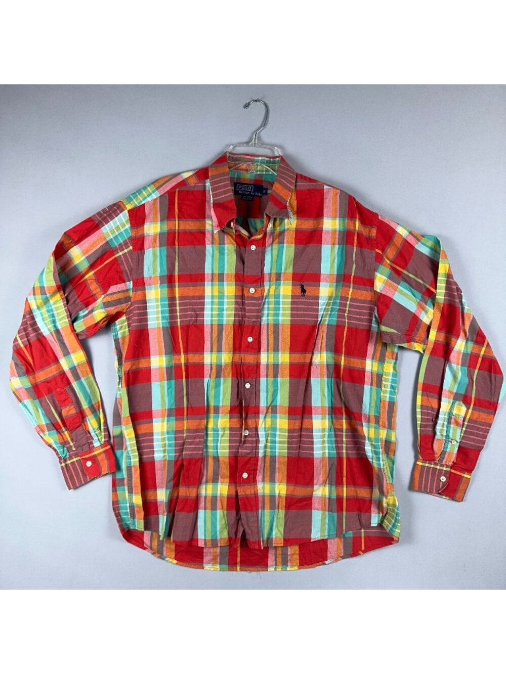Polo Ralph Lauren Mens  Size 17 Plaid Button-Down Shirt Long Sleeve Multicolor